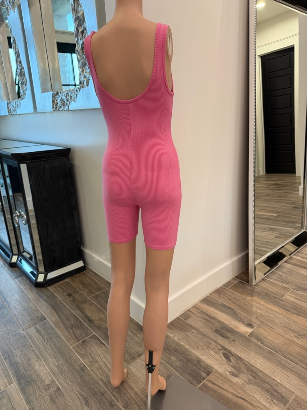 Pink Ribbed Tank Romper - Picture 2 of 3